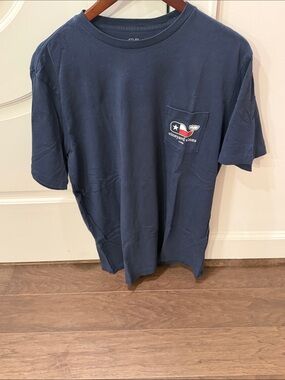 Vineyard Vines Navy Short-Sleeve Pocket Tee with Whale Logo